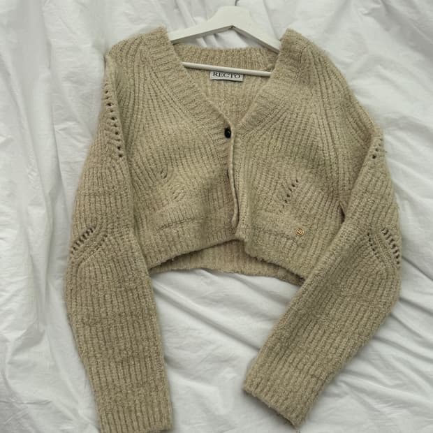 Recto 렉토 크롭 니트 가디건 