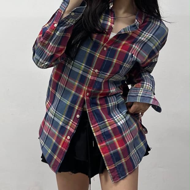 폴로 랄프로렌 커스텀핏 체크 셔츠(M)