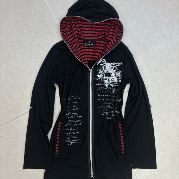 펑크 프린팅 스트라이프 후드집업