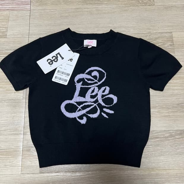 (S) 새상품 리 Lee 우먼스 그래픽 반팔 니트 블랙