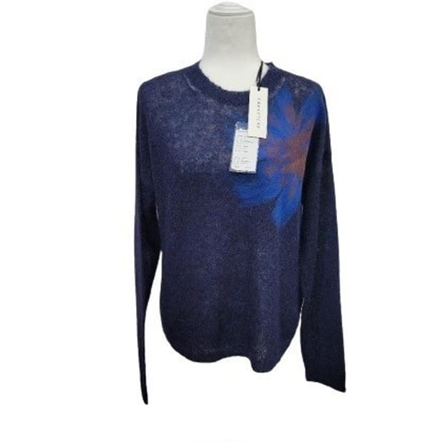 이태리 CARACTERE 플라워 네이비믹스 울니트 L 새상품
