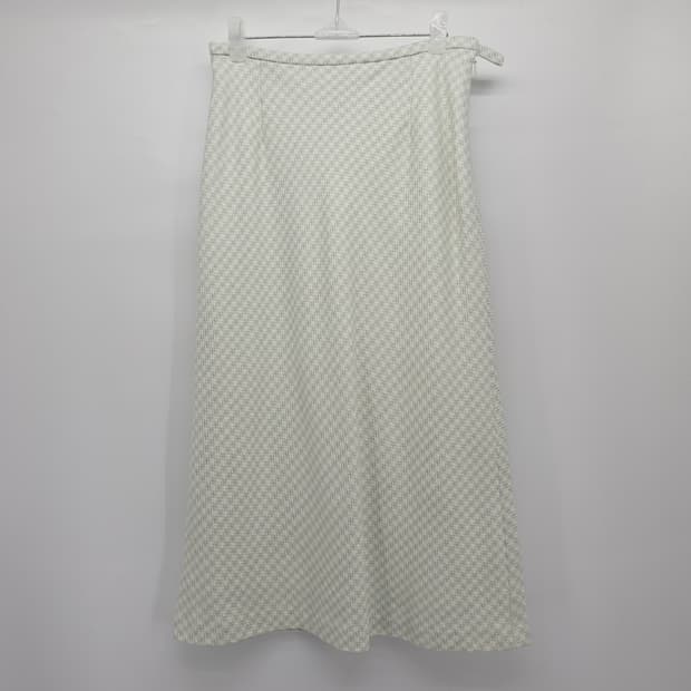 일본빈티지 라이트 블루 트위드 체크 롱 스커트 26 [B50138]