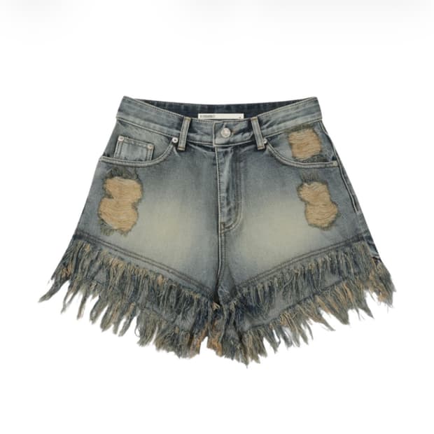보헤미안서울 데미지 워싱 데님 쇼츠 (23ver) S