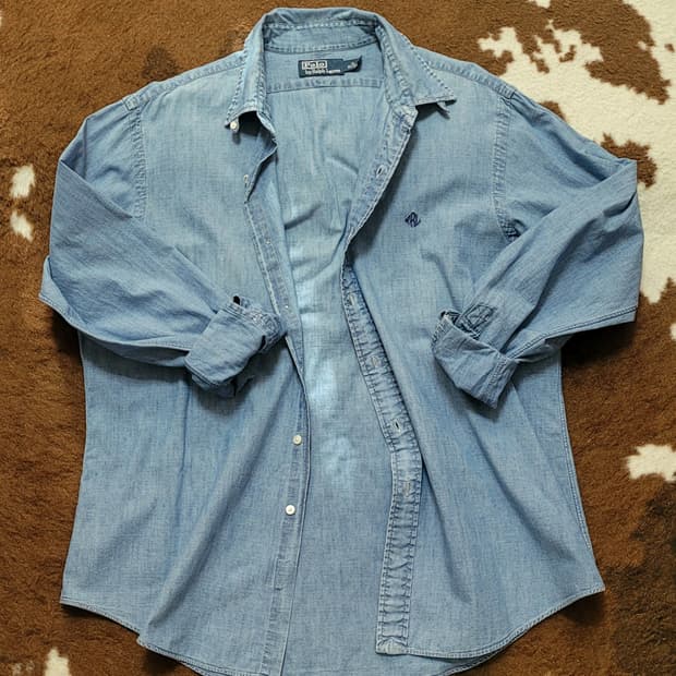 폴로 랄프로렌 남성용 연블루 면남방(XL)