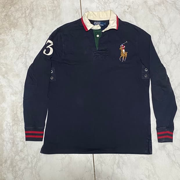 폴로 빅포니 카라 긴팔 두툼 카라티 100 사이즈