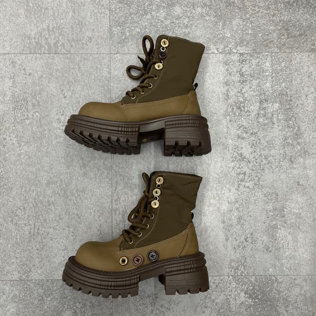 빈티지 하이탑 단추 통굽부츠 H1584