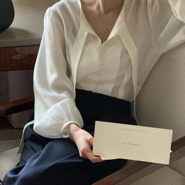 이너프 타이블라우스 하객룩 새상품