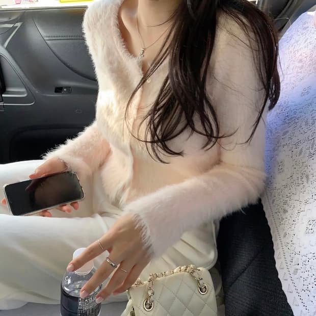 leeds 리즈 더위시 윈터 베이스 슬림 가디건 아이보리