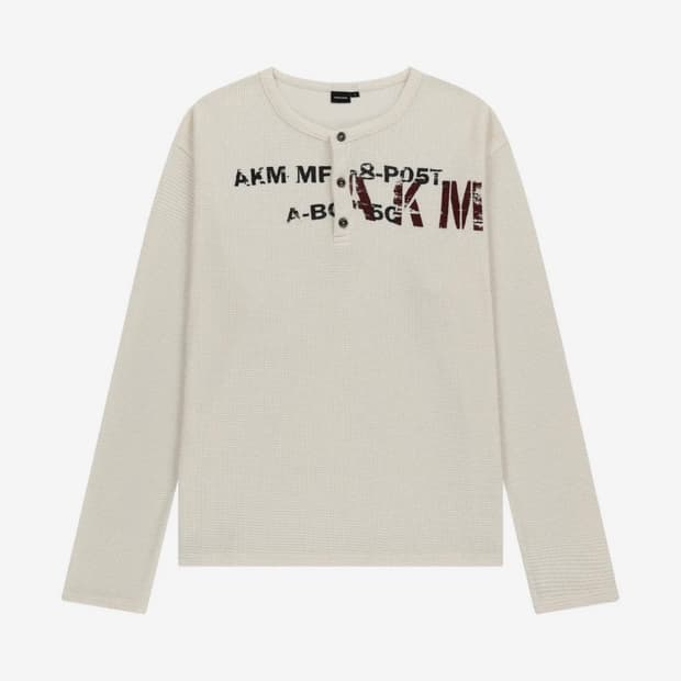 아캄 와플 헨리넥 롱슬리브 아이보리 사이즈 2