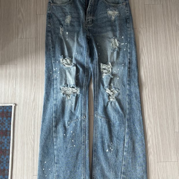 슬로우애시드 디스트레스드 데님팬츠