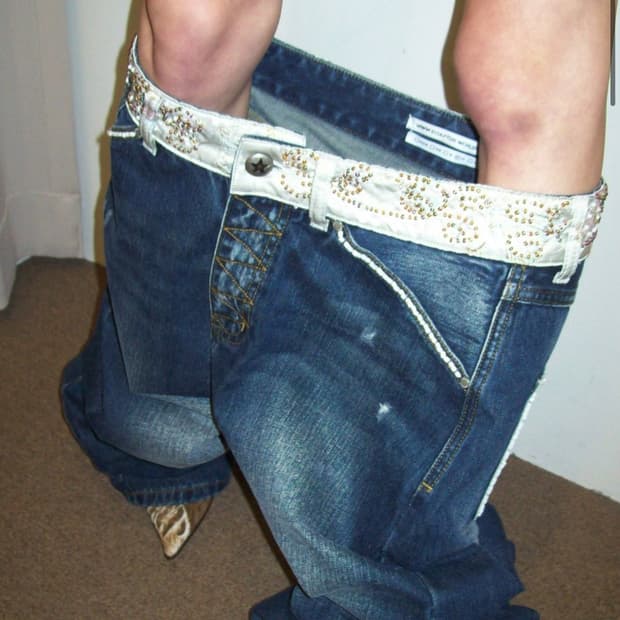 스컬프터 Beaded Waist Denim Pants Indigo Blu