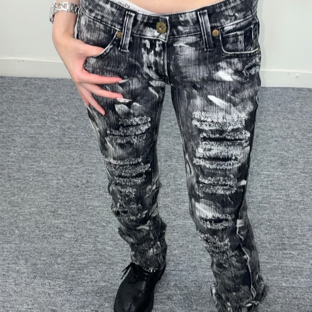 썸띵 페인트 타이다이 슬림 팬츠