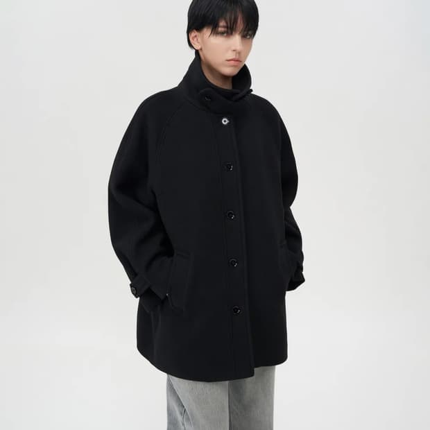 인사일런스 소프트 하프 발마칸 코트 BLACK S