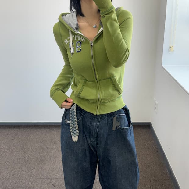 Abercrombie 아베크롬비 사이드로고 그린 후드집업