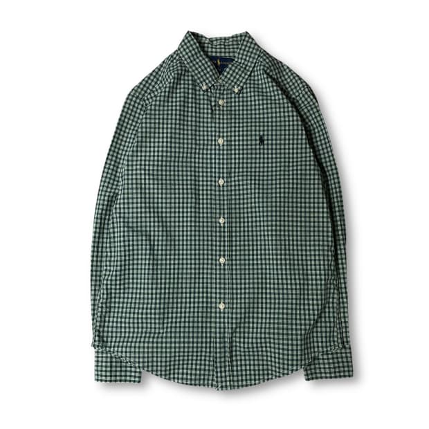 폴로랄프로렌 그린 마이크로 체크 긴팔 셔츠 L