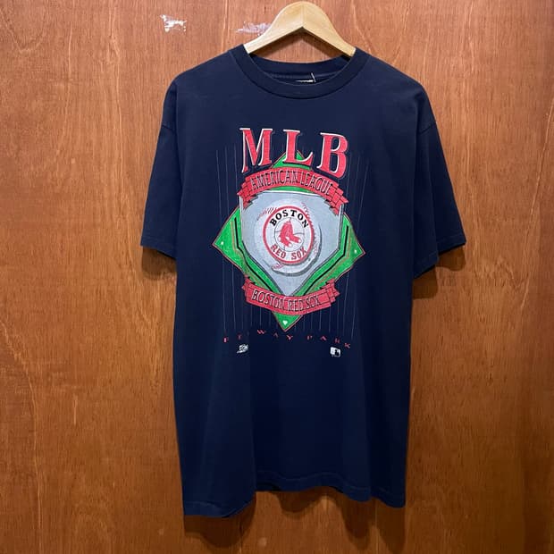 90s MLB 보스턴 레드삭스 싱글스티치 프린팅 반팔티