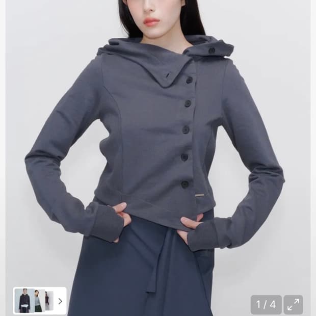 미세키서울 버튼후디 차콜