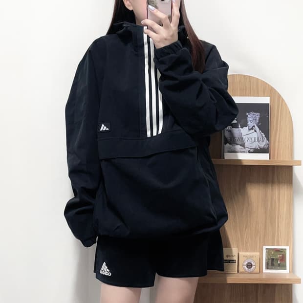 [정품] 아디다스 블랙 코듀로이 캥거루주머니 아노락 [ XL ]