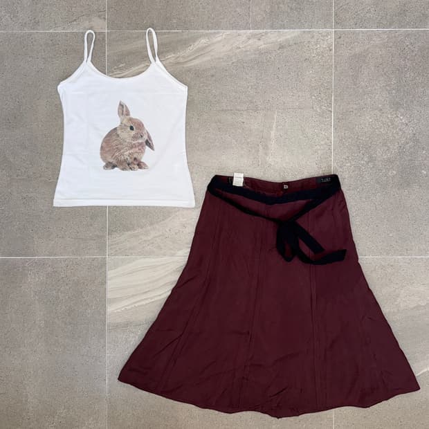 Vintage rabbit printing sleeveless