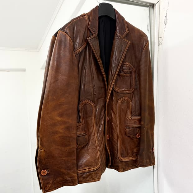 양가죽 테크니컬 블레이저 자켓