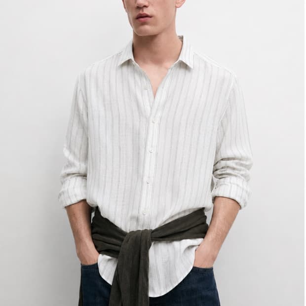 Massimo Dutti 마시모두띠 린넨 스트라이프 셔츠 XL