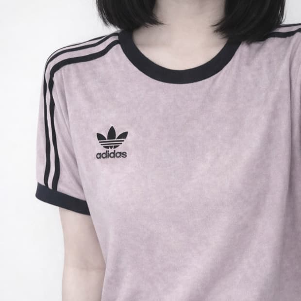 아디다스 테리 소재 연보라빛 반팔 링거티 L