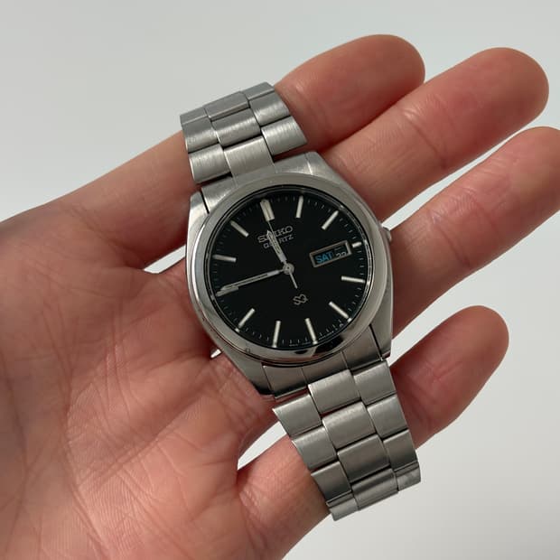 세이코 1990년대 SQ 블랙 다이얼 실버 쿼츠 남성