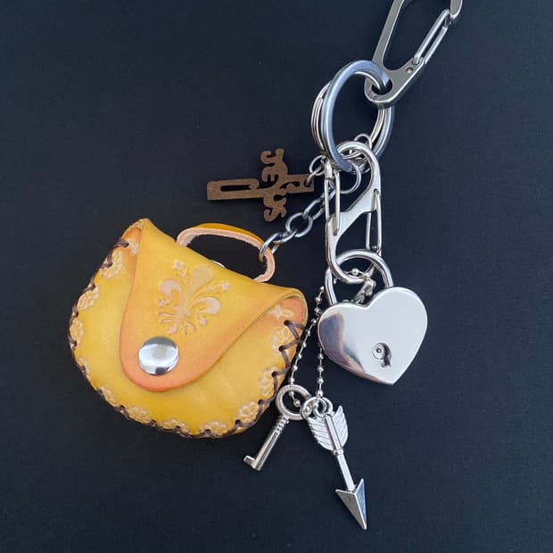 빈티지 레더 미니 파우치 키링