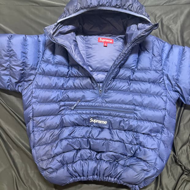 슈프림 마이크로 다운 하프집업 패딩 네이비