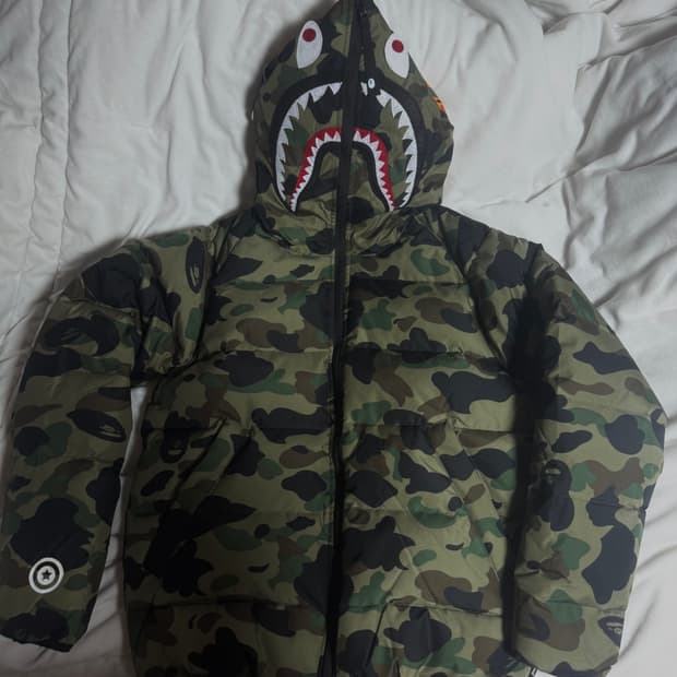 베이프 퍼스트 카모 샤크 윈드스토퍼 다운 자켓