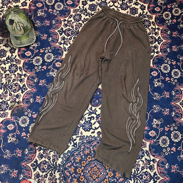 락케이크 와이드 스트링 조거팬츠