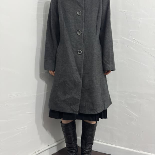 gray button coat