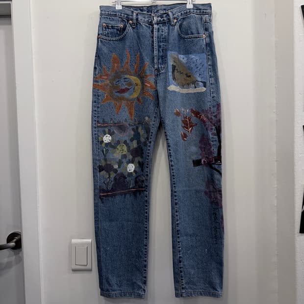 501xx 핸드프린팅 커스텀 데님팬츠