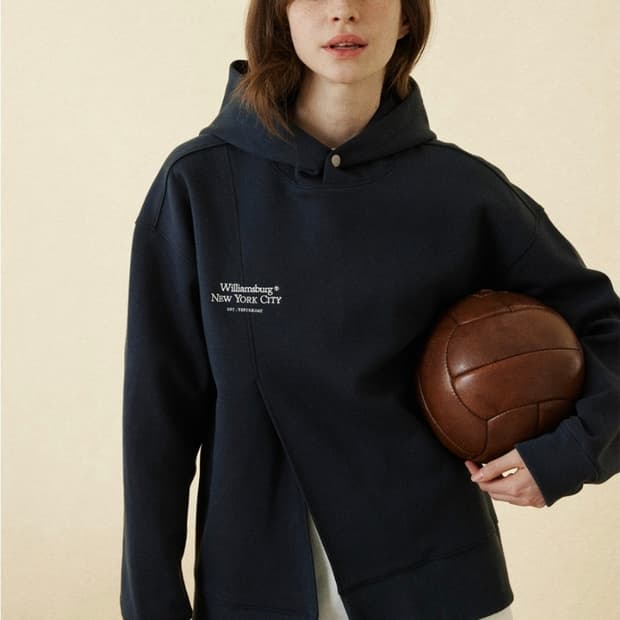 (L)여성 윌리엄스버그 뉴욕시티 클래식 로고 컷팅 후드티
