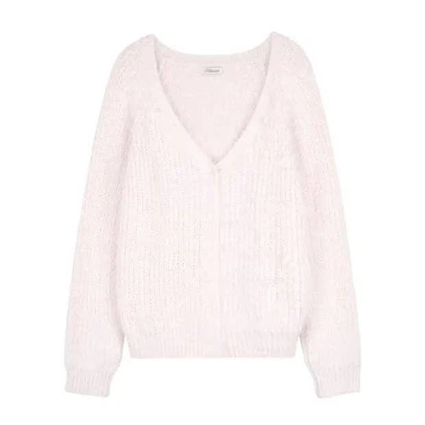 클리시어 슈가플럼 헤어리 가디건 핑크