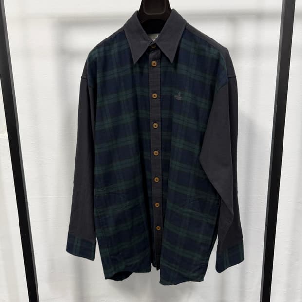 비비안웨스트우드 디테일드 체크 플란넬 포켓 빅 클래식 셔츠 