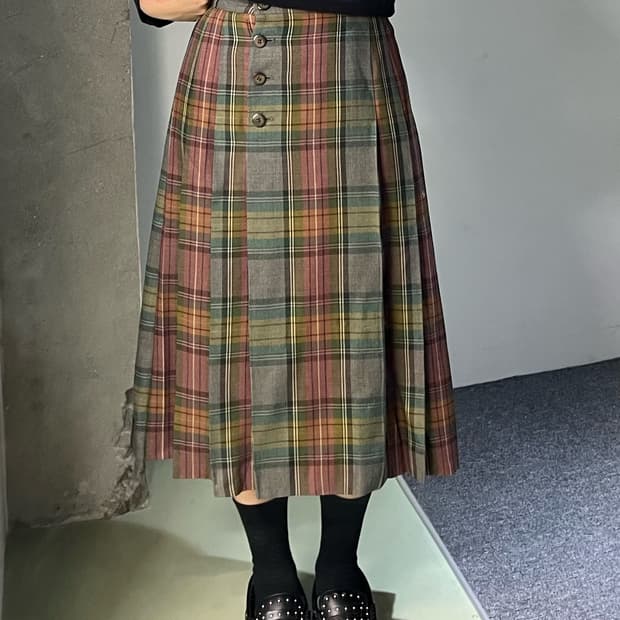 버버리 90's 클래식 체크 울 스커트