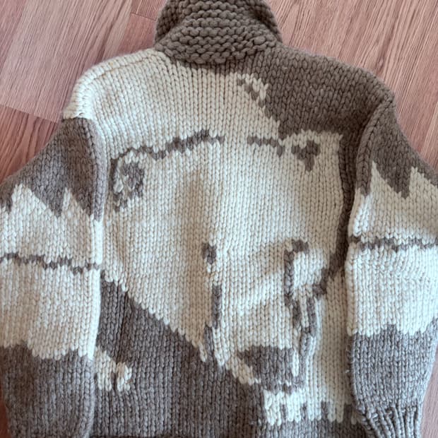 헤비울 100% 대장템 빈티지 북극곰 캐나다 리얼 코위찬 가디건