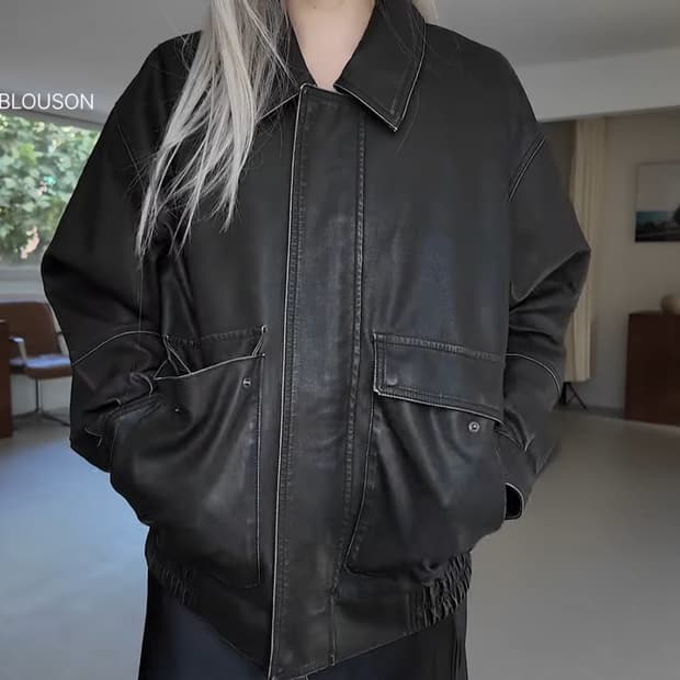 마하그리드 워싱 레더 블루종 s사이즈