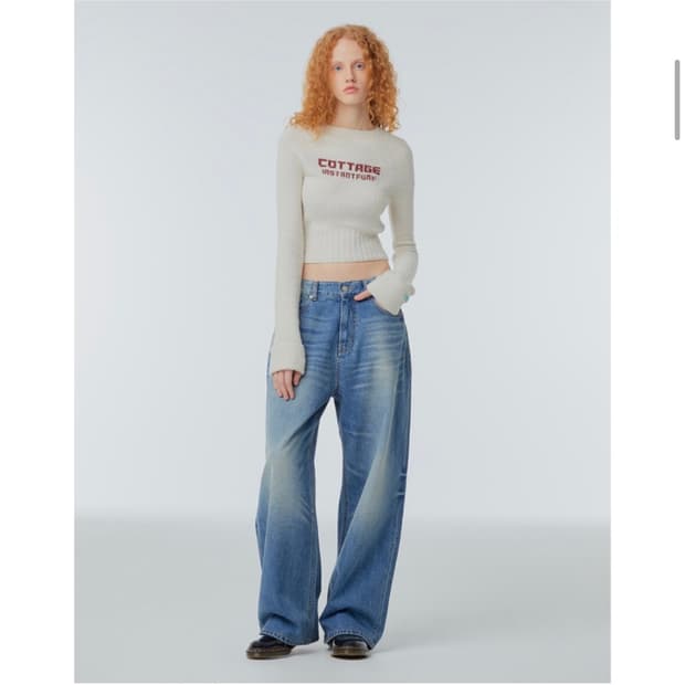 인스턴트펑크 코티지 자카드 크롭 니트