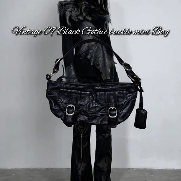 Vintage 09 Black Gothic buckle mini Bag