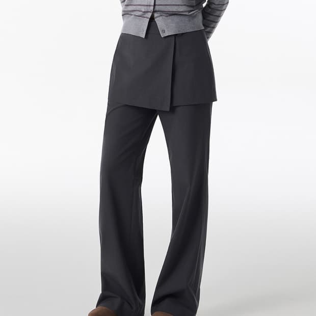 무신사 스탠다드 우먼즈 랩 스커트 레이어드 슬랙스 [그레이]