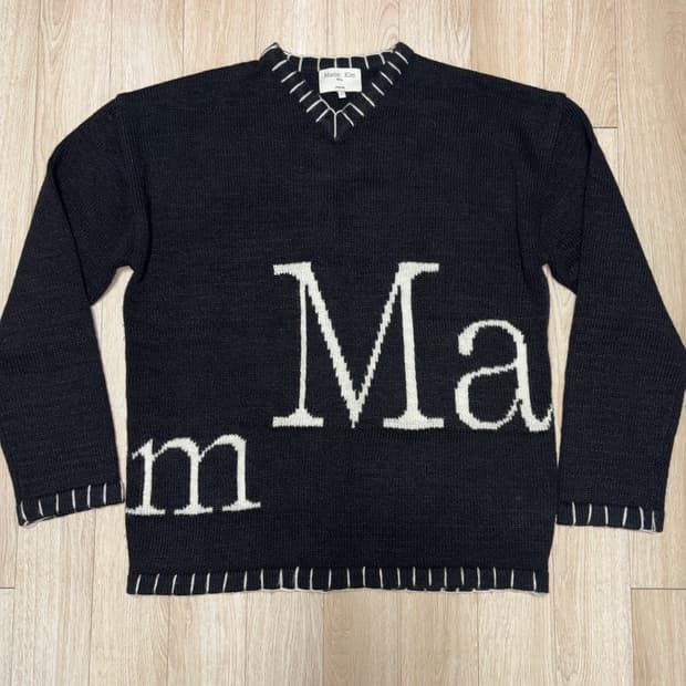 마뗑킴 빅로고 스티치 니트 풀오버 블랙