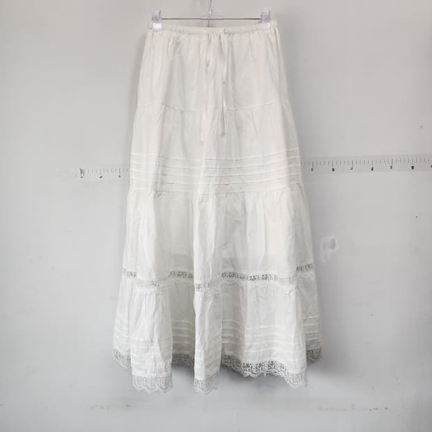 레이스 캉캉 롱 스커트 화이트
