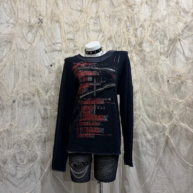 punk zipper blood Layered long sleeve