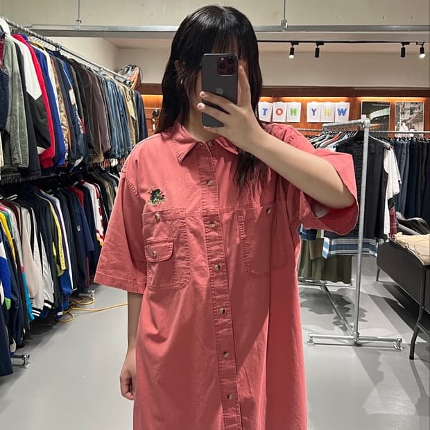 빈티지 반팔 워크 셔츠
