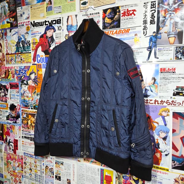 빈티지 네이비 펑크 경량 패딩 점퍼