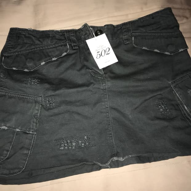 빈티지 카고 미니스커트 카키