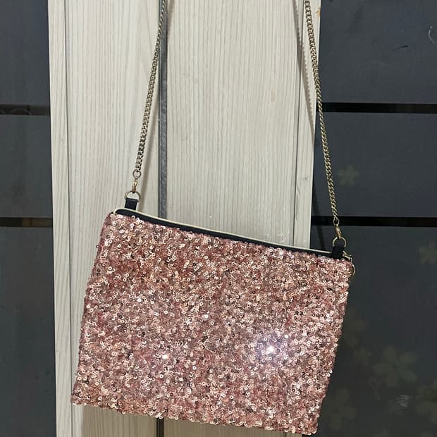 lydc london 로즈 골드 스팽글 클러치