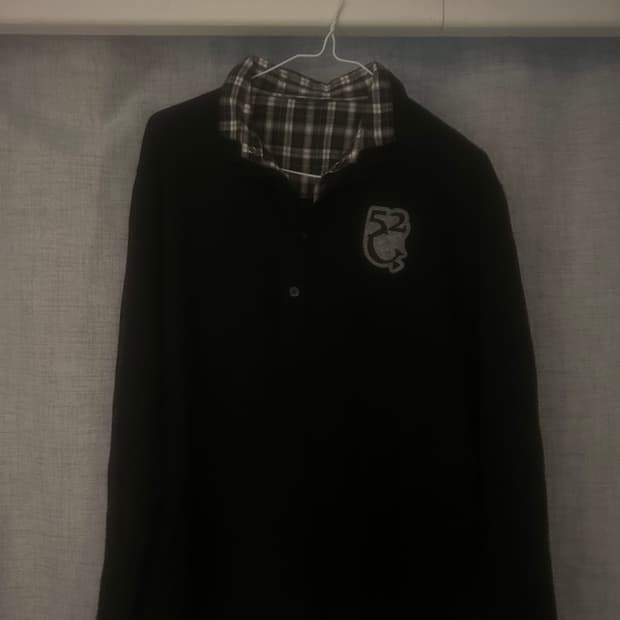 일본 빈티지 Y2K 레이어드 체크 카라티 셔츠